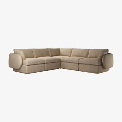 Sofa.com Ren Medium Corner Sofa in Fawn Aquaclean Clever Velvet