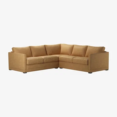 Sofa.com Aissa Small Corner Sofa in Turmeric Powdered Leather - sofa.com