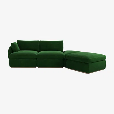 Sofa.com Ren LHF Modular Sofa in Putting Green Aquaclean Clever Velvet