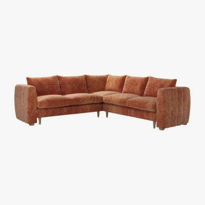 Sofa.com Tiffany Slim Medium Corner Sofa in Pomegranate Bubble Velvet