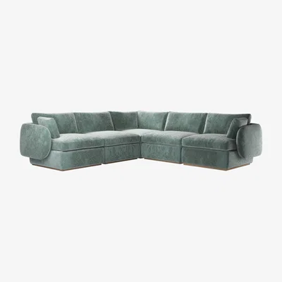Sofa.com Ren Medium Corner Sofa in Peppermint Bubble Velvet