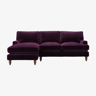 Sofa.com Perfectly Pristine Isla Medium LHF Chaise Sofa in Plum Smart Velvet - sofa.com