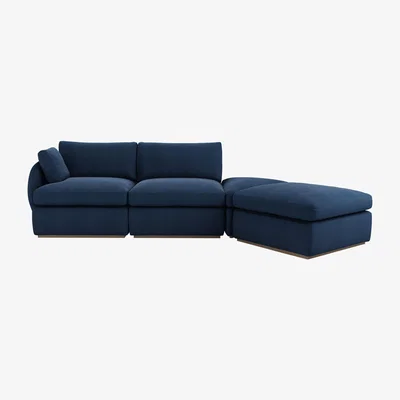 Sofa.com Ren LHF Modular Sofa in Washed Indigo Easy Cotton