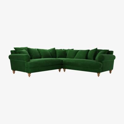 Sofa.com Teddy Medium Corner Sofa in Putting Green Aquaclean Clever Velvet