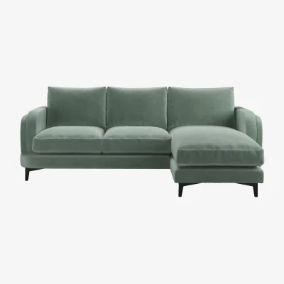 Sofa.com Boston Curved Arm RHF Chaise Sofa in Sage Smart Velvet - sofa.com