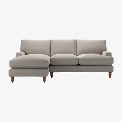 Sofa.com Perfectly pristine Isla Medium LHF Chaise Sofa in Stone Brushed Linen Cotton - sofa.com