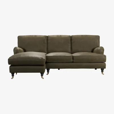 Sofa.com Bluebell LHF Chaise Sofa in Dark Moss Antique Leather - sofa.com