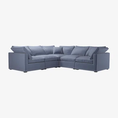 Sofa.com Long Island Slim Medium Corner Sofa in Sapphire Smart Velvet