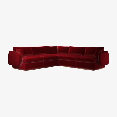 Sofa.com Ren Medium Corner Sofa in Claret Cotton Matt Velvet