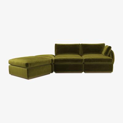 Sofa.com Ren RHF Modular Sofa in Olive Cotton Matt Velvet