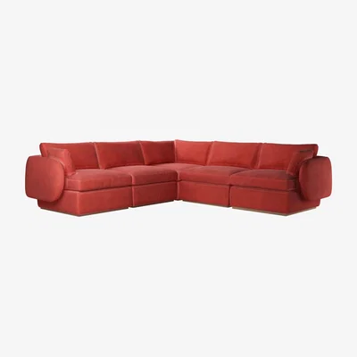 Sofa.com Ren Medium Corner Sofa in Wild Raspberry Smart Velvet