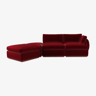 Sofa.com Ren RHF Modular Sofa in Claret Cotton Matt Velvet