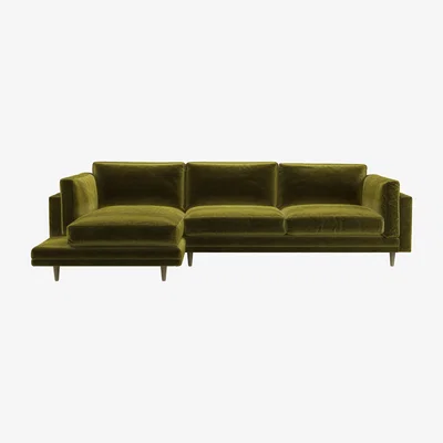 Sofa.com Marco LHF Chaise Sofa in Olive Cotton Matt Velvet