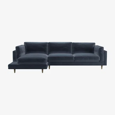 Sofa.com Marco LHF Chaise Sofa in Skyfall Cotton Matt Velvet