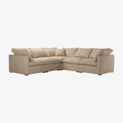 Sofa.com Long Island Slim Medium Corner Sofa in Fawn Aquaclean Clever Velvet