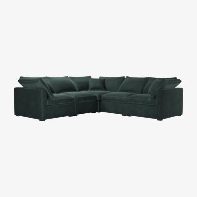 Sofa.com Long Island Slim Medium Corner Sofa in Smokey Green Cashmere Velvet