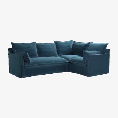 Sofa.com Nearly New Isaac Asym: LHF 2 Seat w RHF Single in Seaweed Smart Cotton - sofa.com