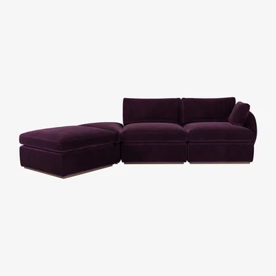 Sofa.com Ren RHF Modular Sofa in Damson Smart Velvet