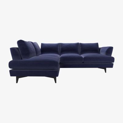 Sofa.com Lars LHF Open End Corner Sofa in Prussian Blue Cotton Matt Velvet