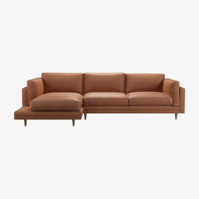 Sofa.com Marco LHF Chaise Sofa in Cognac Grain Leather