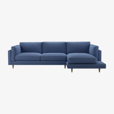 Sofa.com Marco RHF Chaise Sofa in Oxford Blue Brushed Linen Cotton