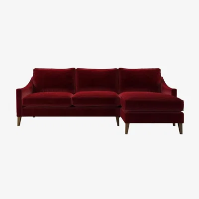 Sofa.com Iggy Medium RHF Chaise Sofa in Claret Cotton Matt Velvet - sofa.com