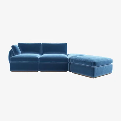 Sofa.com Ren LHF Modular Sofa in Bahama Cotton Matt Velvet