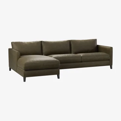 Sofa.com Izzy Large LHF Chaise Sofa in Dark Moss Antique Leather - sofa.com