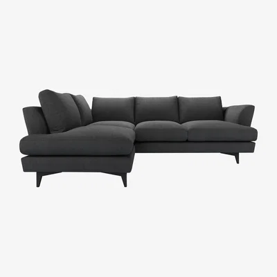Sofa.com Lars LHF Open End Corner Sofa in Charcoal Brushed Linen Cotton