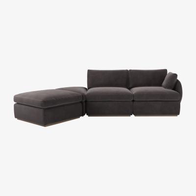 Sofa.com Ren RHF Modular Sofa in Shale Aquaclean Clever Velvet
