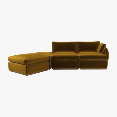 Sofa.com Ren RHF Modular Sofa in Nefertiti Gold Cotton Matt Velvet