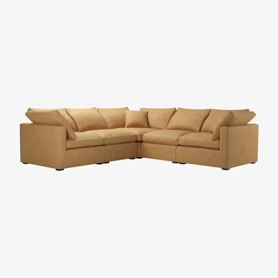 Sofa.com Long Island Slim Medium Corner Sofa in Turmeric Powdered Leather