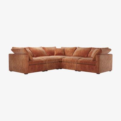 Sofa.com Long Island Slim Medium Corner Sofa in Pomegranate Bubble Velvet