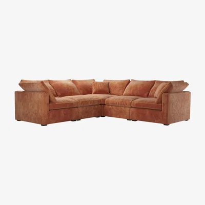 Sofa.com Long Island Slim Medium Corner Sofa in Pomegranate Bubble Velvet
