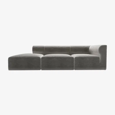 Sofa.com Cohen RHF Modular Sofa in Squirrel Cotton Matt Velvet - sofa.com