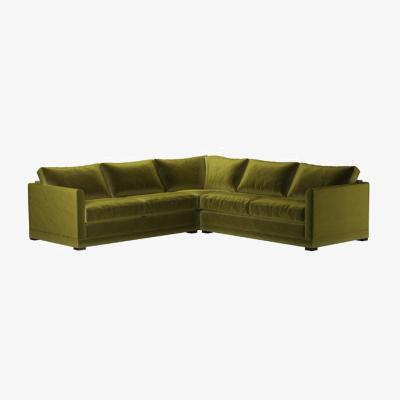 Sofa.com Perfectly Pristine Aissa Medium Corner Sofa in Olive Cotton Matt Velvet - sofa.com