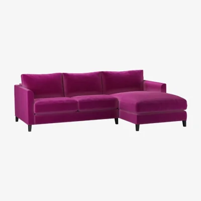 Sofa.com Perfectly Pristine Izzy Small RHF Chaise Sofa in Peony Cotton Matt Velvet - sofa.com