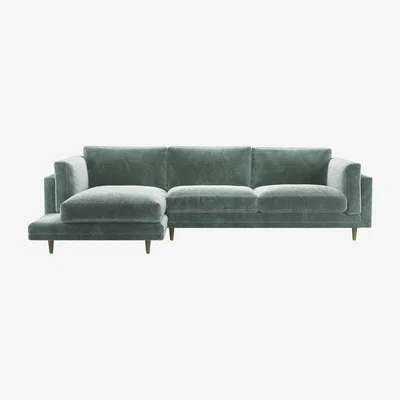 Sofa.com Marco LHF Chaise Sofa in Peppermint Bubble Velvet