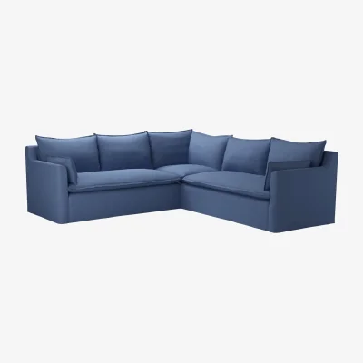 Sofa.com Anders Medium Corner Sofa in Oxford Blue Brushed Linen Cotton - sofa.com