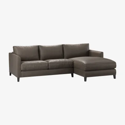 Sofa.com Izzy Small RHF Chaise Sofa in Basalt Grain Leather - sofa.com