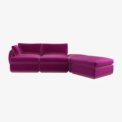 Sofa.com Ren LHF Modular Sofa in Peony Cotton Matt Velvet