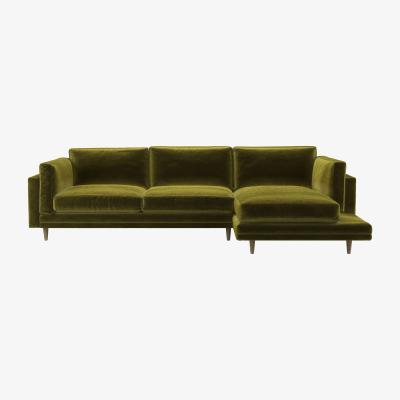Sofa.com Marco RHF Chaise Sofa in Olive Cotton Matt Velvet