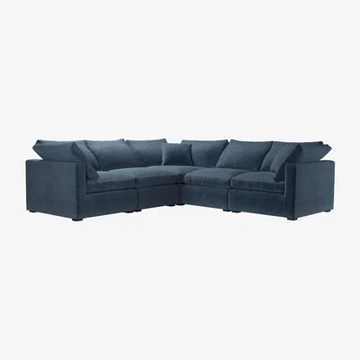 Sofa.com Long Island Slim Medium Corner Sofa in Portland Blue Brushstroke