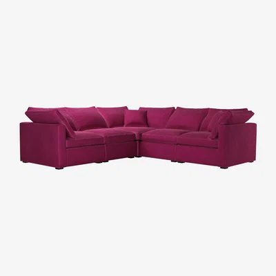 Sofa.com Long Island Slim Medium Corner Sofa in Persian Rose Smart Velvet