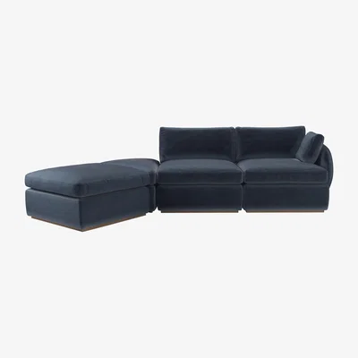 Sofa.com Ren RHF Modular Sofa in Skyfall Cotton Matt Velvet
