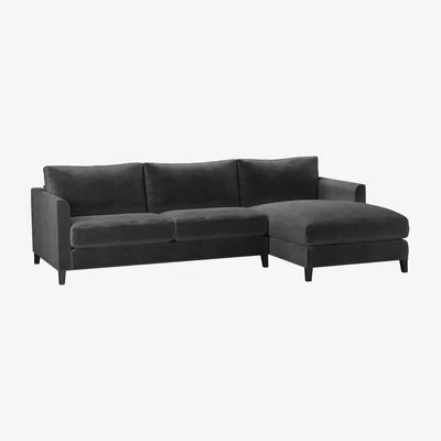 Sofa.com Izzy Medium RHF Chaise Sofa in Armour Smart Velvet - sofa.com