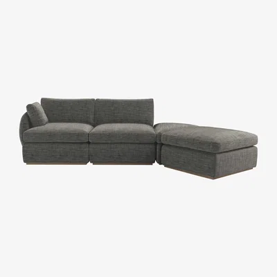 Sofa.com Ren LHF Modular Sofa in Liquorice Baylee Multi-Tone Viscose Linen