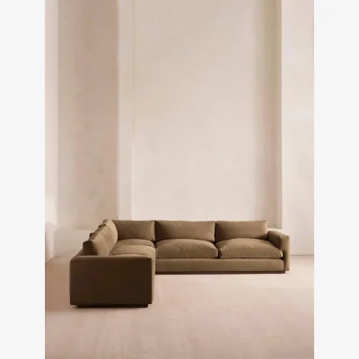 Soho Home Mossley Corner Sofa, Velvet, Truffle, UK
