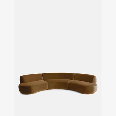 Soho Home Aline Serpentine Modular Sofa, Four Seater, Velvet Mustard