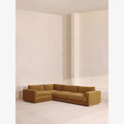 Soho Home Mossley Right L-Shape Sofa, Velvet, Mustard